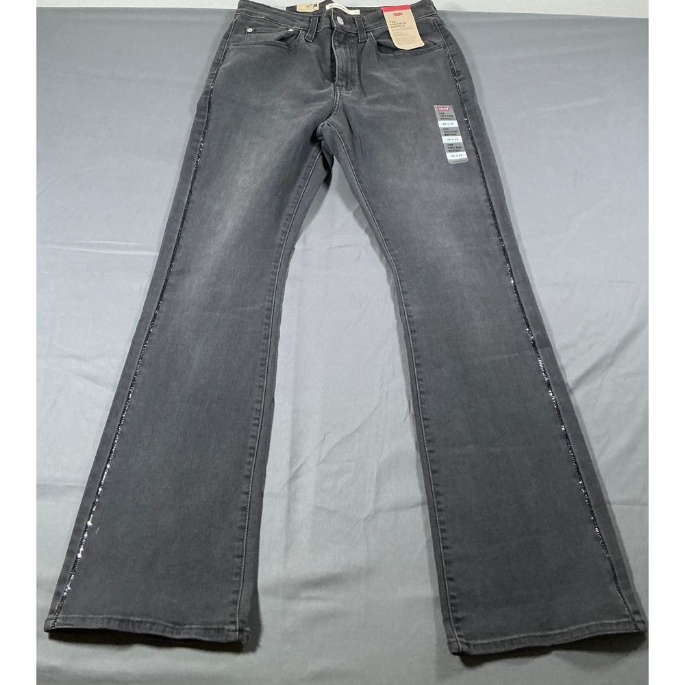 Levis 725 High Rise Bootcut Jeans Womens 30x32 Black Stellar Stretch Trim US 10
